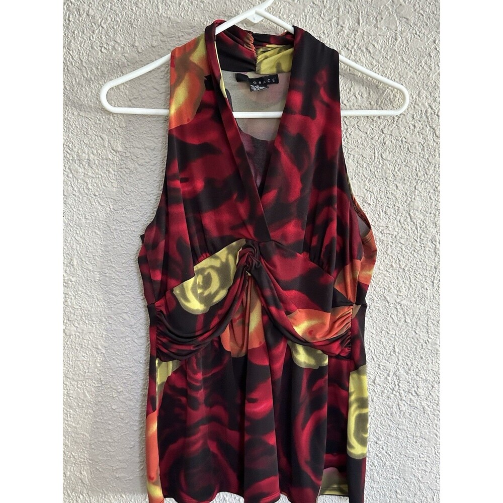 Vintage Grace Womens Y2K Babydoll‎ Dark Floral Fairy Grunge Top Size M Black